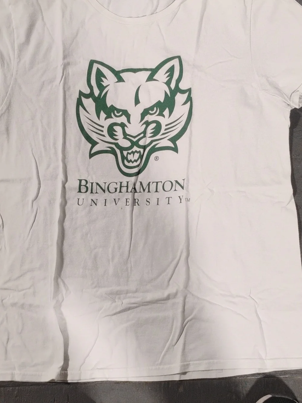 Fruit of the Loom White Short Sleeve T-Shirt with Green Binghamton Mascot